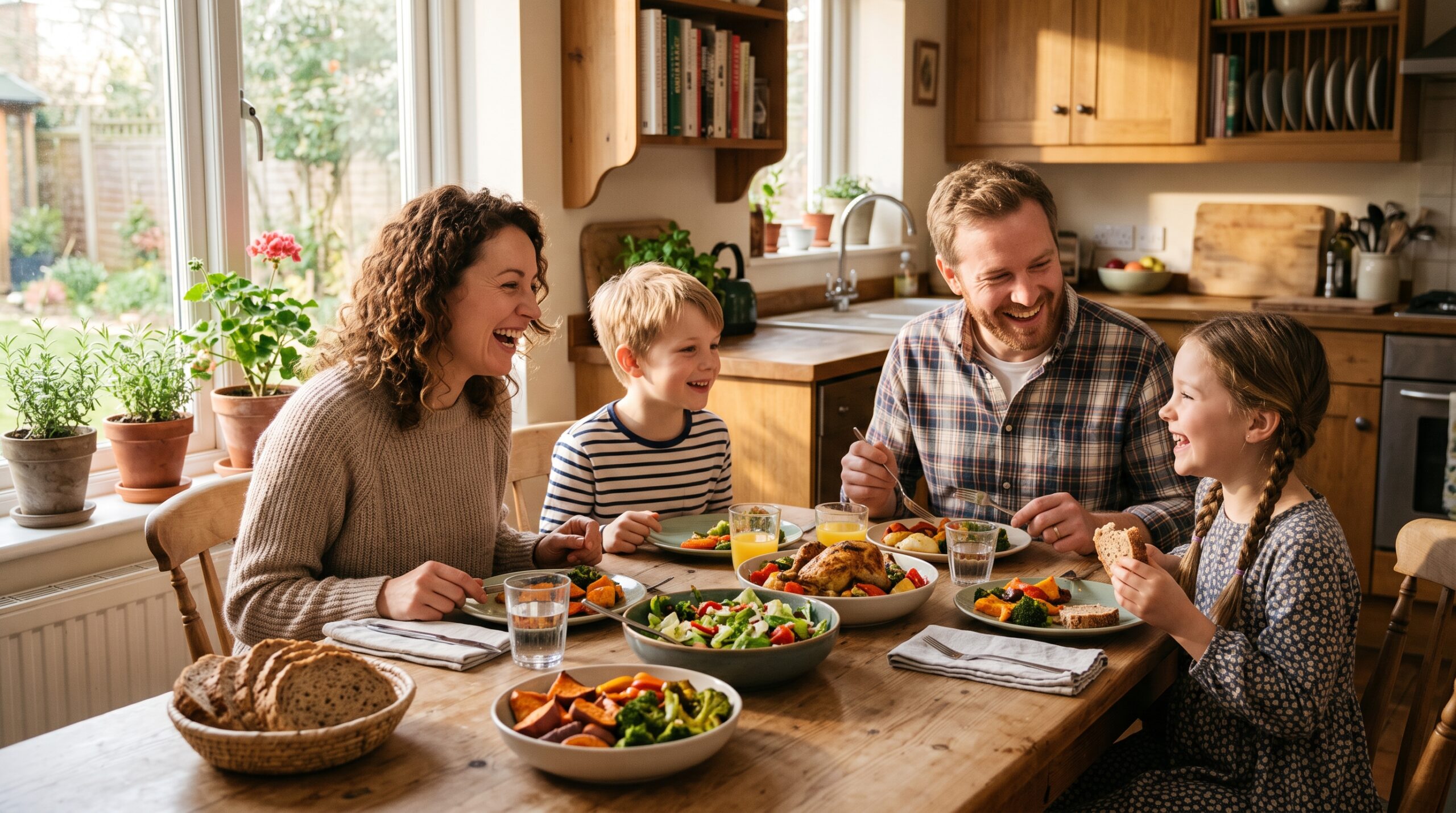 Family enjoying a healthy meal